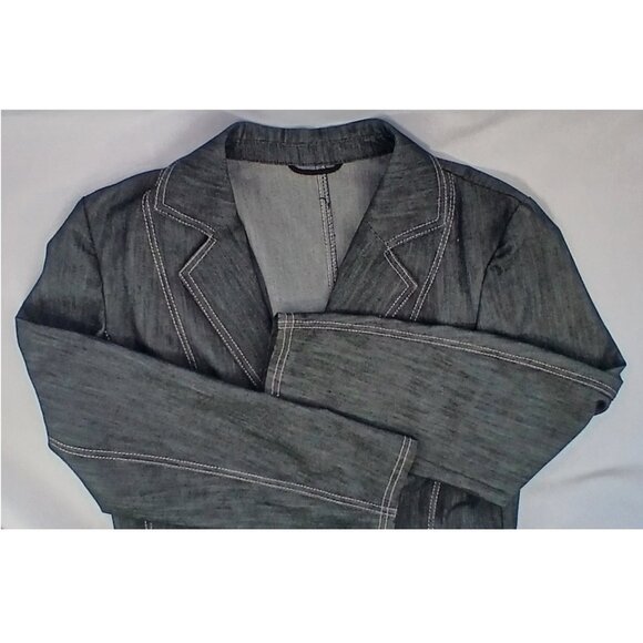 Steilmann Germany Heather Dark Grey Corset Detail Denim Fitted Blazer Like New - Picture 3 of 5